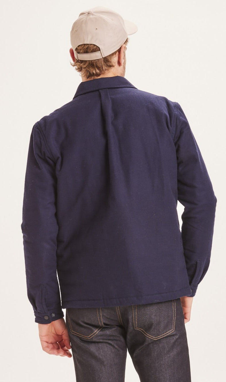 Veste zippée bleu marine en coton bio et recyclé - PINE Total Eclipse