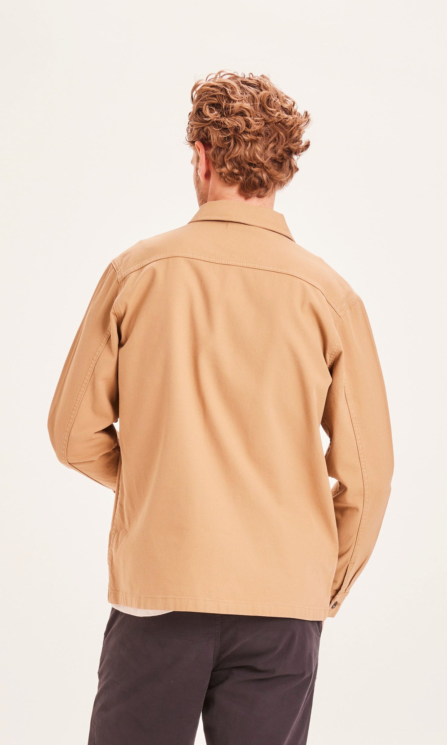 Veste camel en coton bio - PINE blazer canvas overshirt kelp