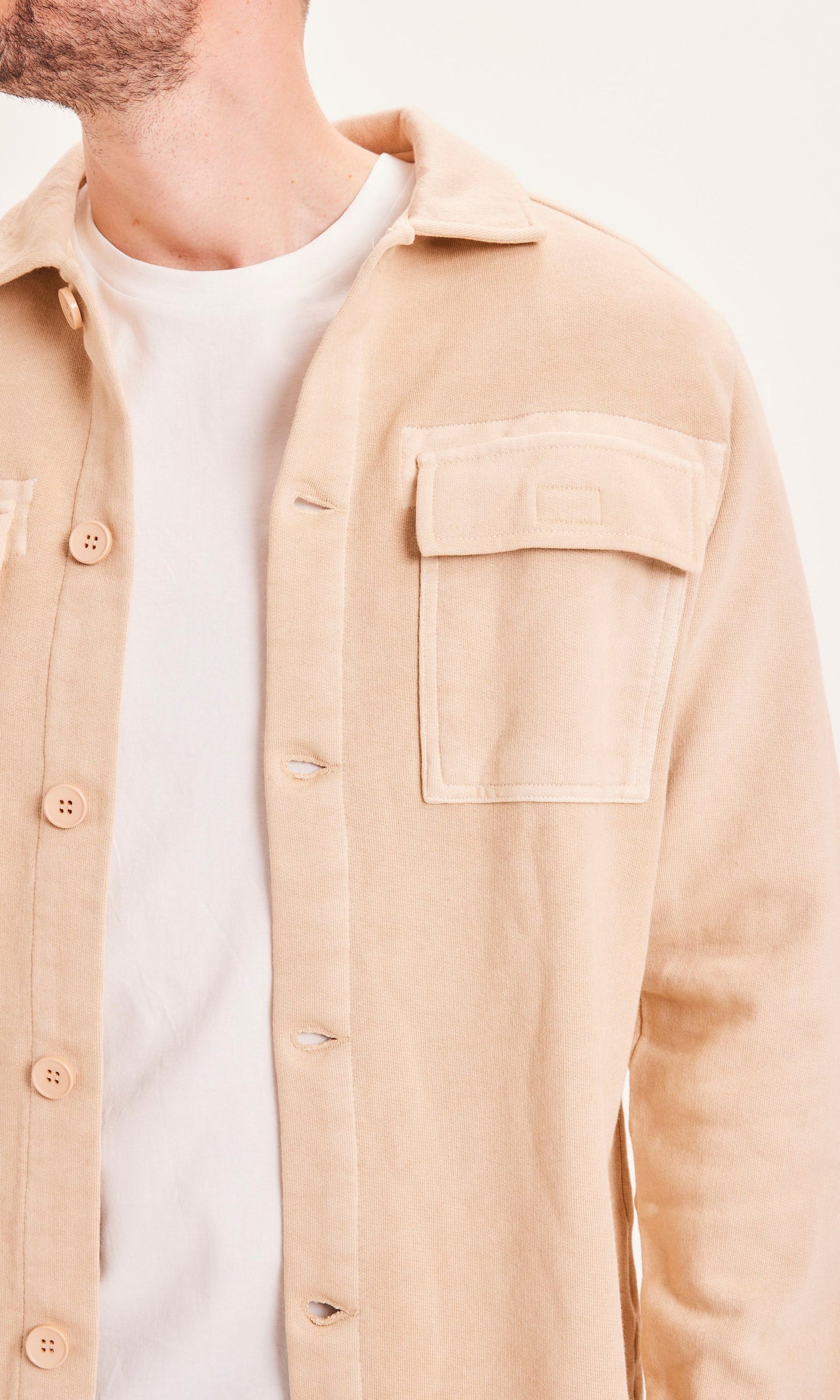 Veste beige en coton bio, teinture naturelle - ELM sweat overshirt light feather gray
