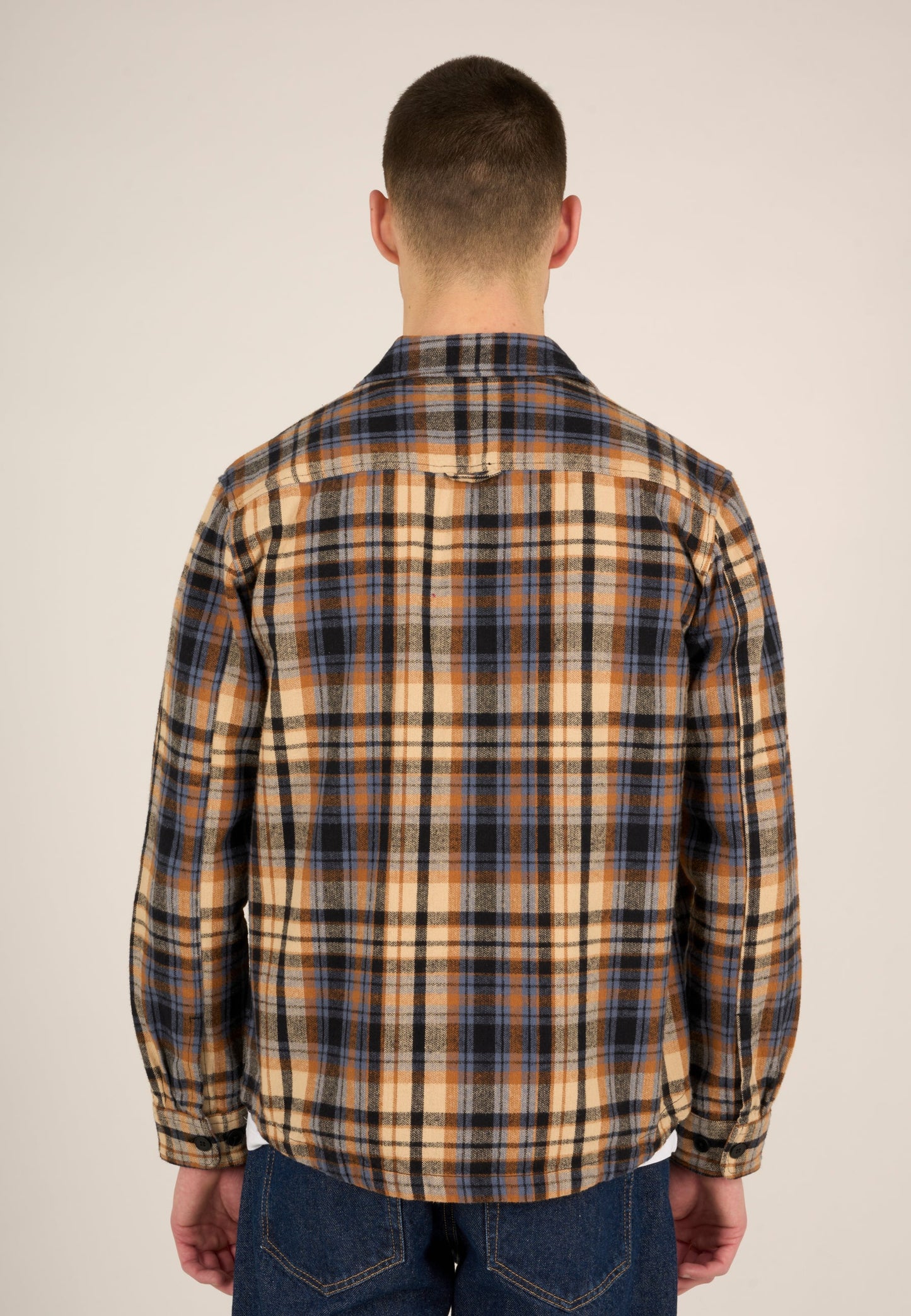 Surchemise marron à carreaux en coton bio - earth colors overshirt brown sugar