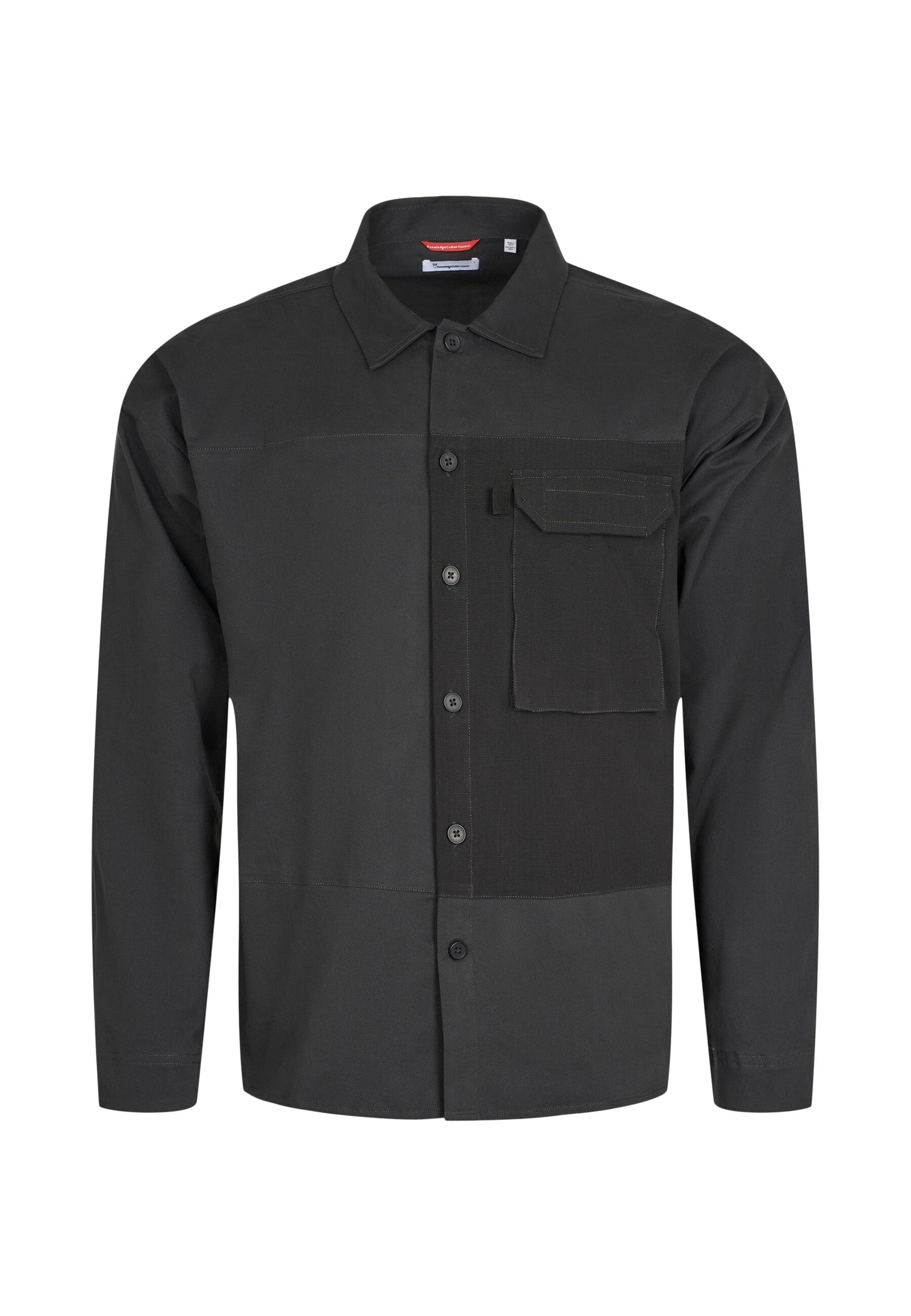 Surchemise à poche noire en twill coton bio - outdoor twill overshirt with contrast fabric phantom