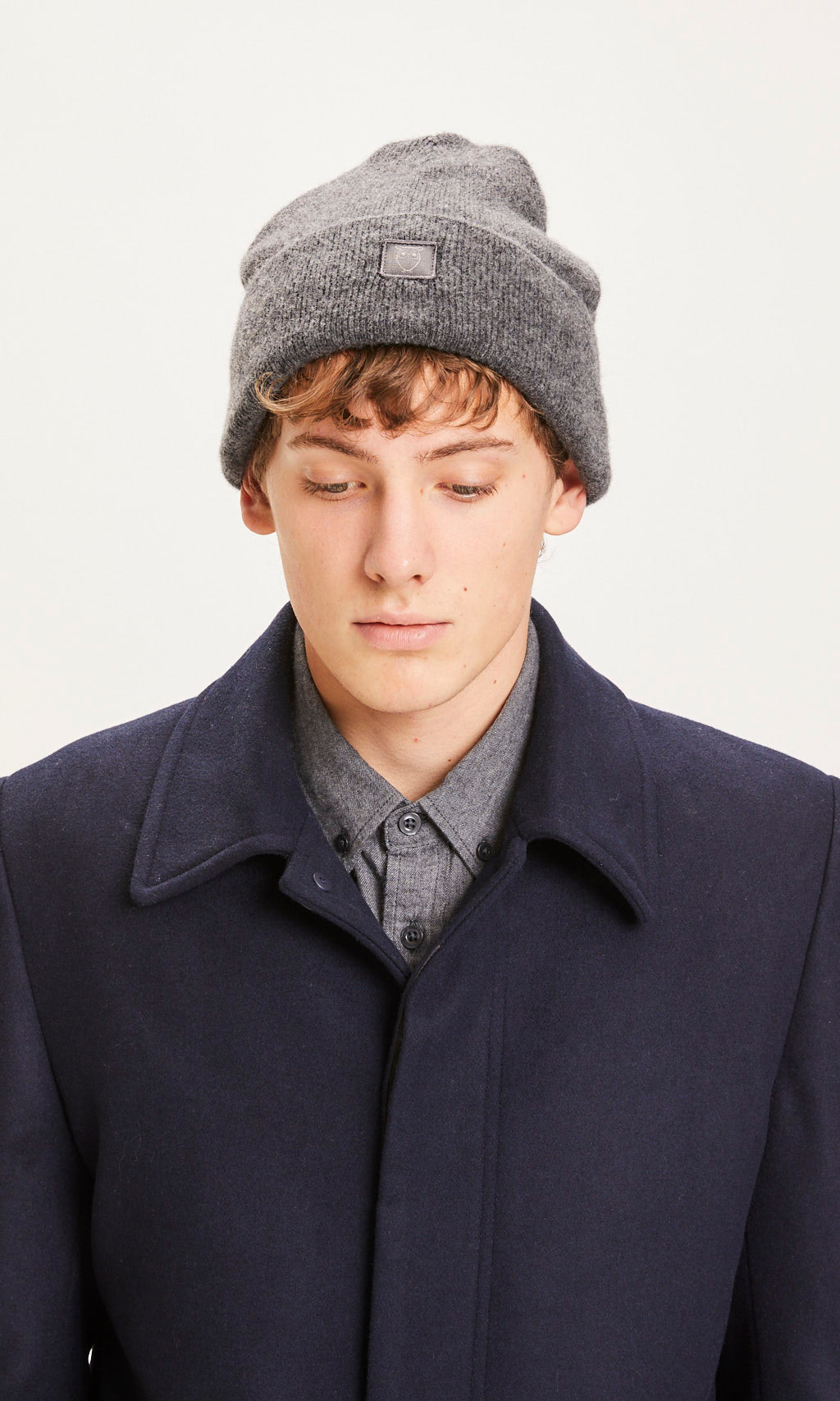 Bonnet gris en laine bio - LEAF grey