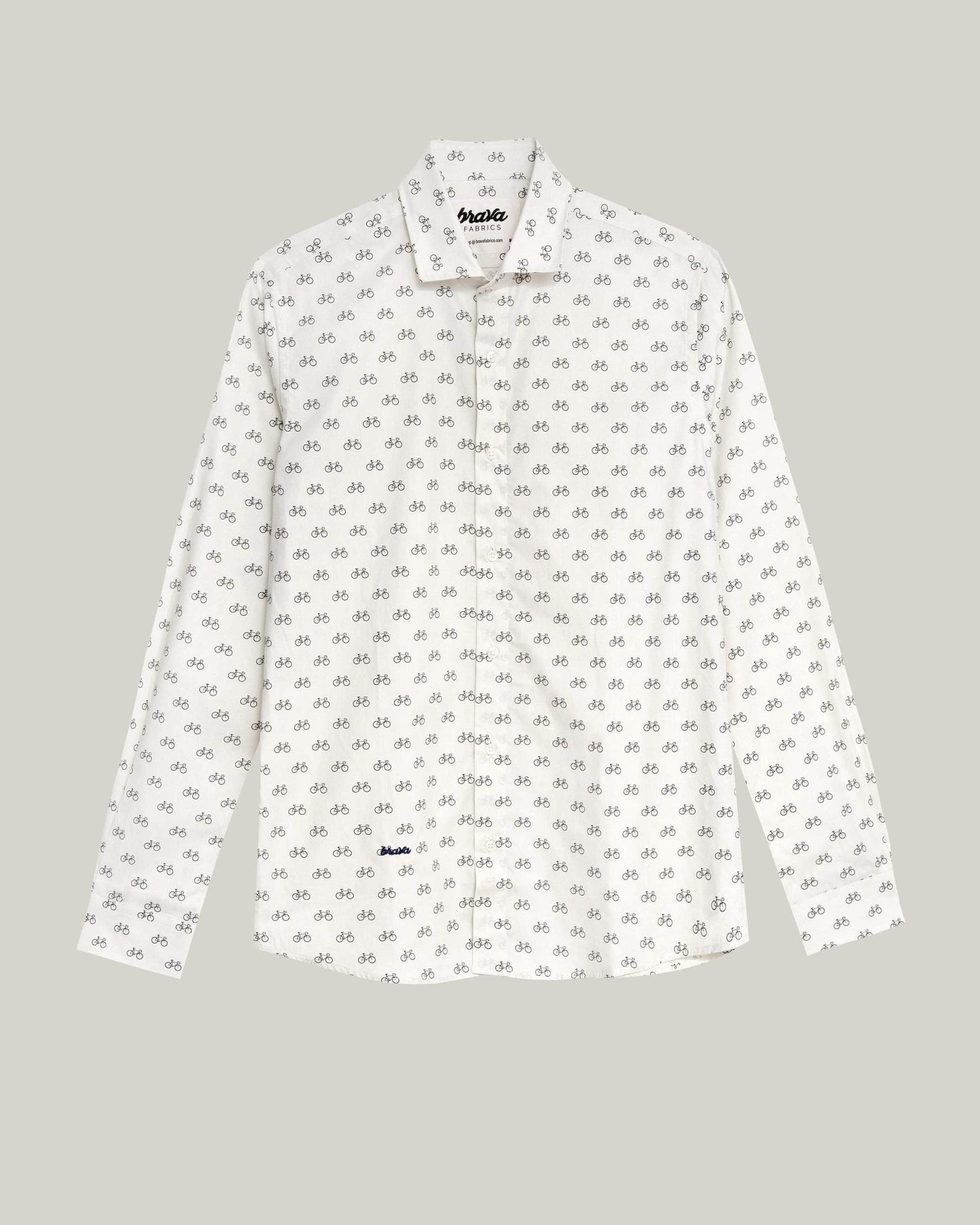 Chemise blanche avec motifs vélo en coton bio - Fixed gear