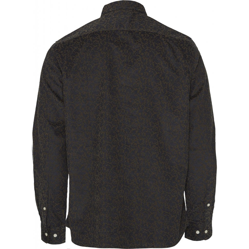Chemise velours fin imprimé vert forêt en coton bio - LARCH