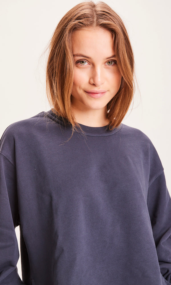 Sweat oversize marine en coton bio - a-shape sweat china blue