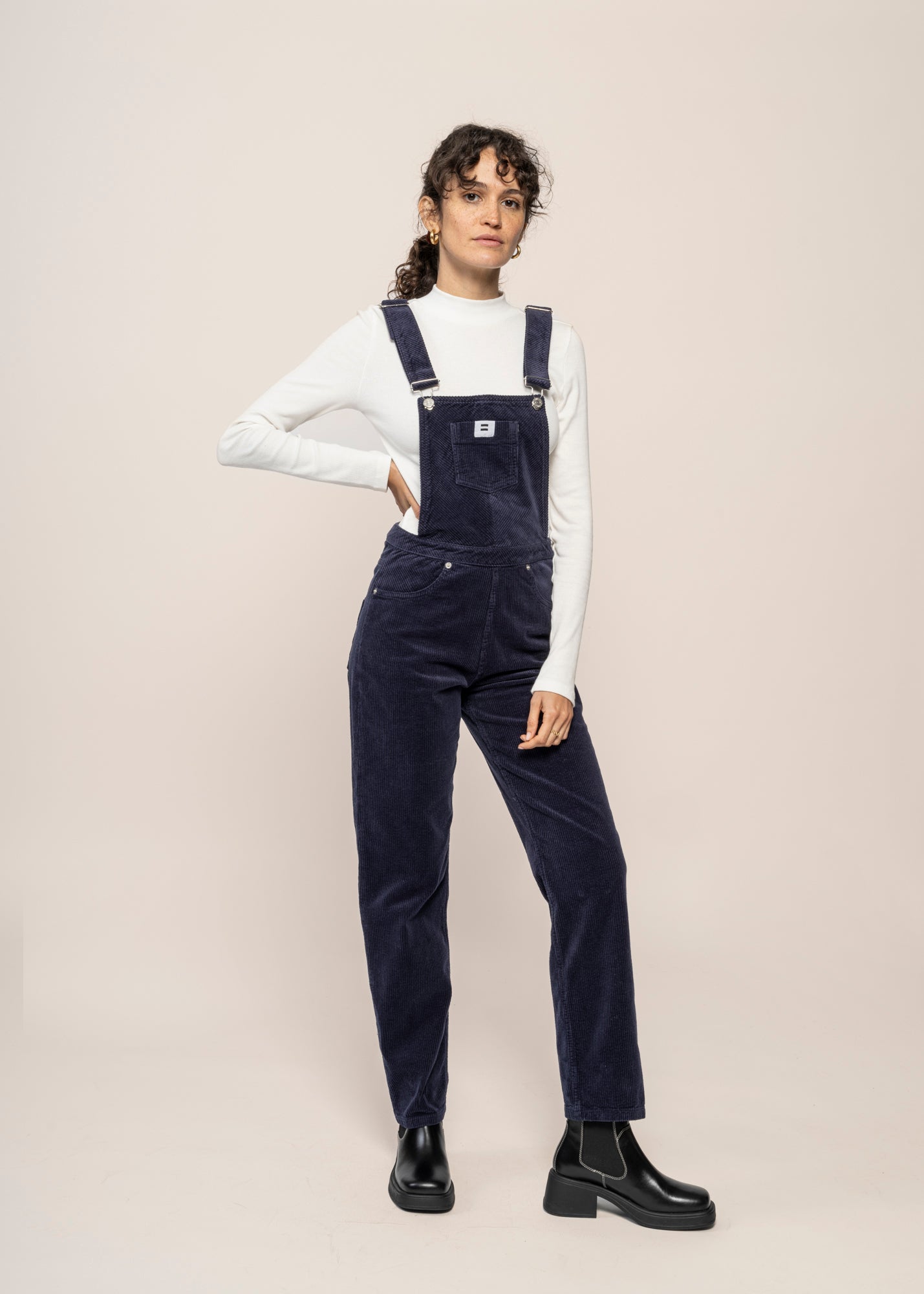 Salopette velours en coton bio | marine