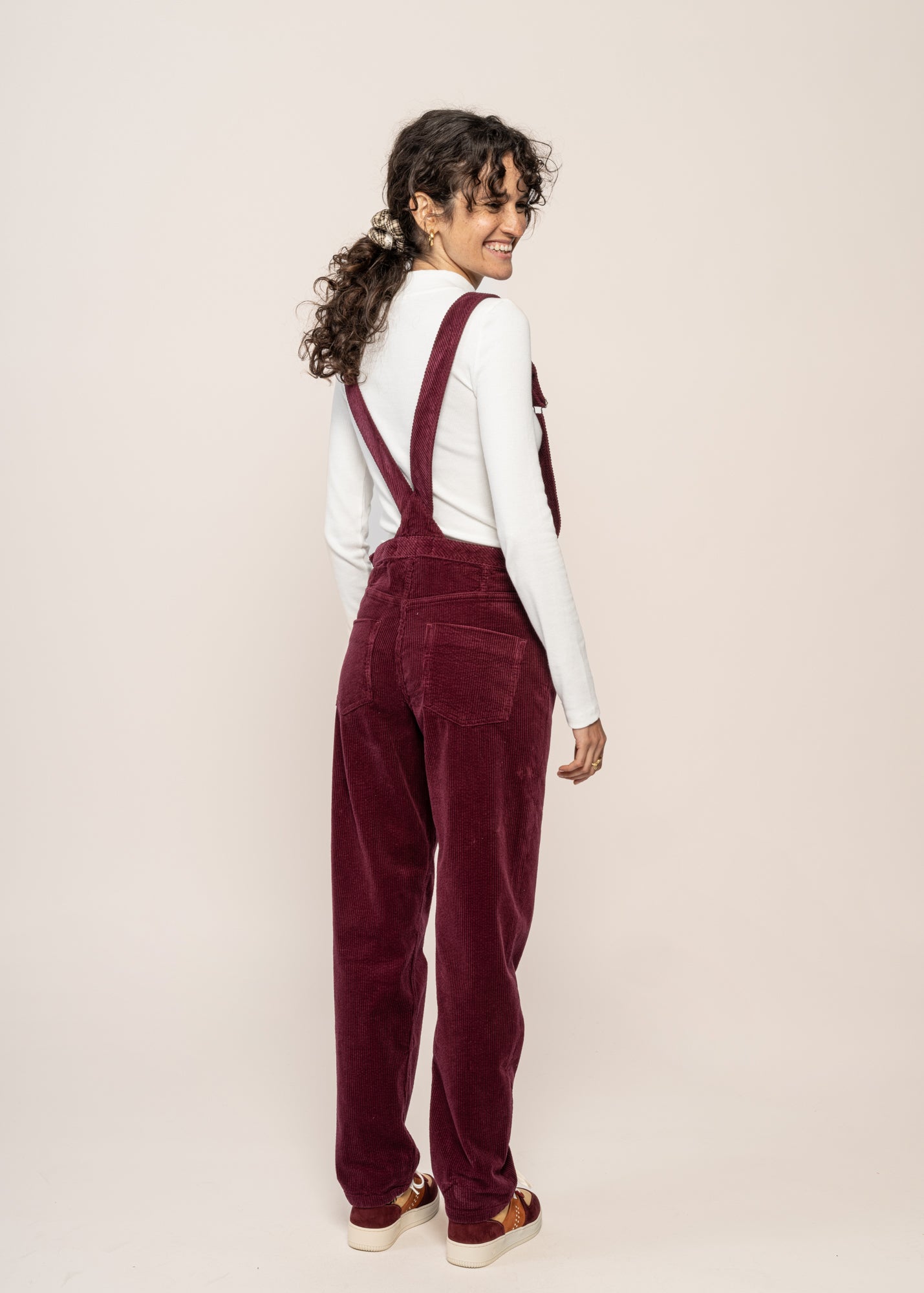 Salopette velours en coton bio | prune