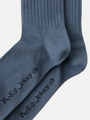 Chaussettes hautes bleues en coton bio - Amundsson Sport