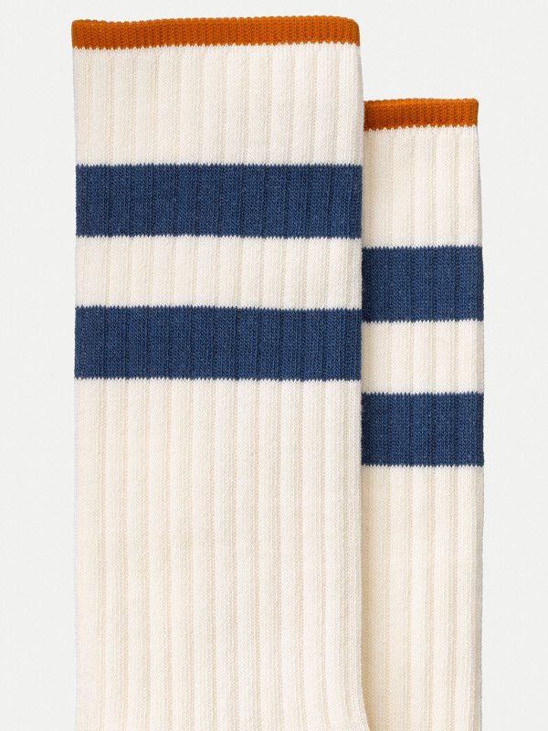 Chaussettes hautes blanches et marines en coton bio - amundsson sport
