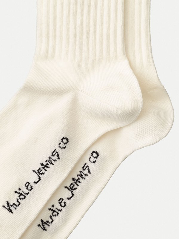 Chaussettes hautes blanches bande bicolore en coton bio - amundsson sport