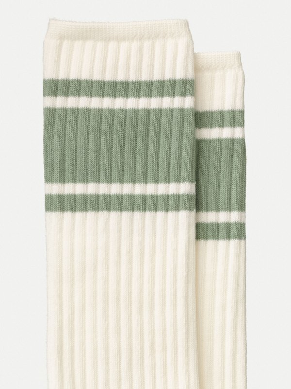 Chaussettes hautes blanc et turquoise en coton bio - amundsson sport
