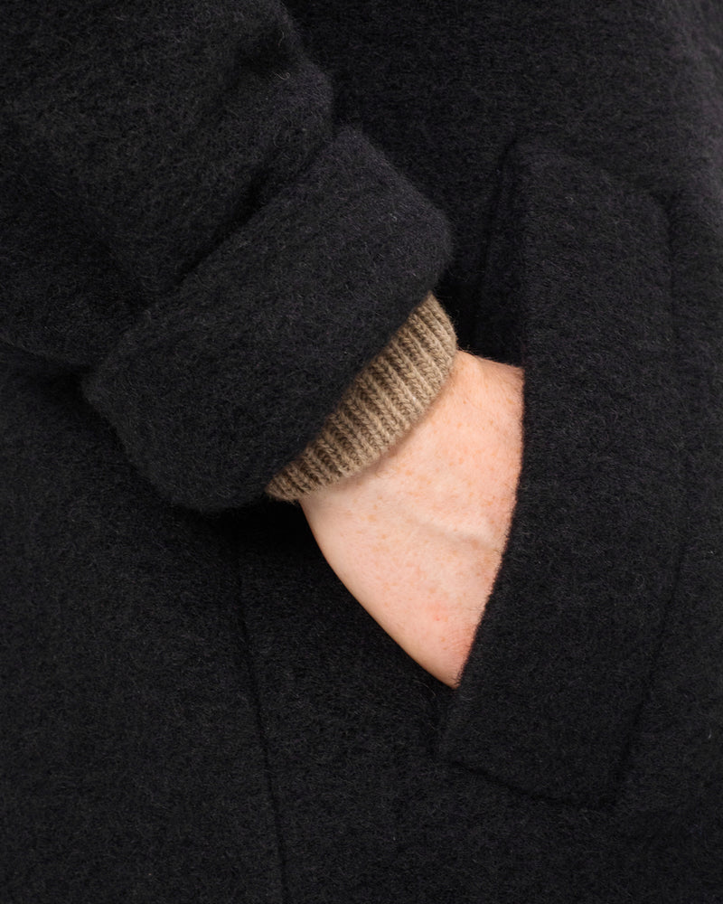 Manteau long en laine bio | noir "formal coat - true black"