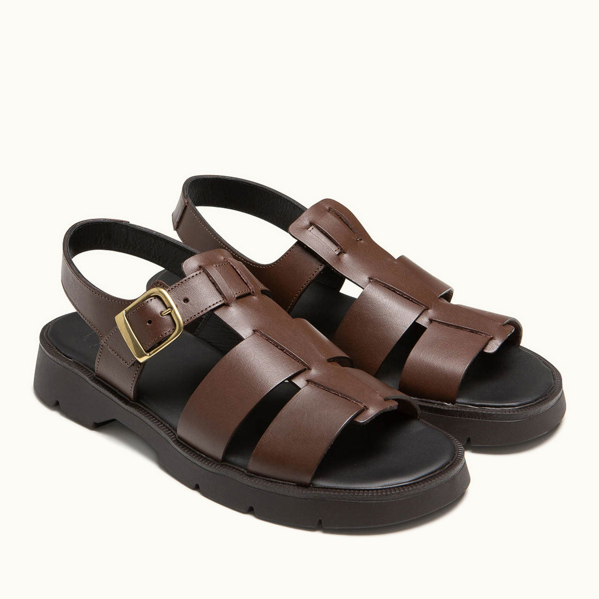 Sandales Made in France en cuir tannage végétal certifié | Marron "ballast vgt marron"