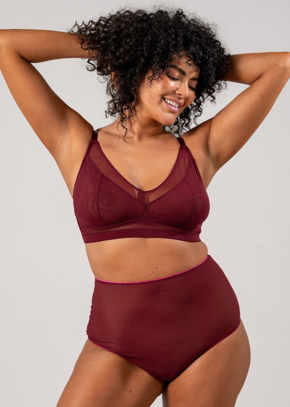 Soutien-gorge en matières recyclées | bordeaux "mesh support+ bralette - burgundy"
