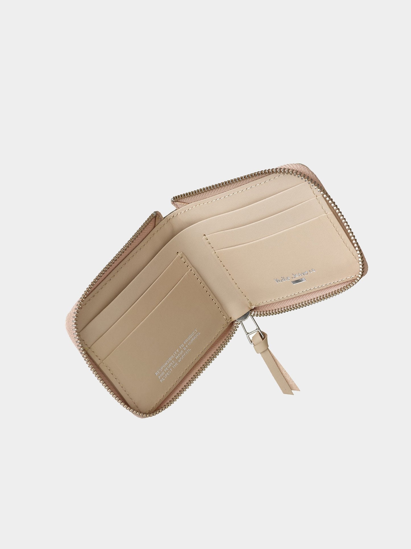 Portefeuille crème en cuir à tannage végétal - bergendahl wallet zip cream