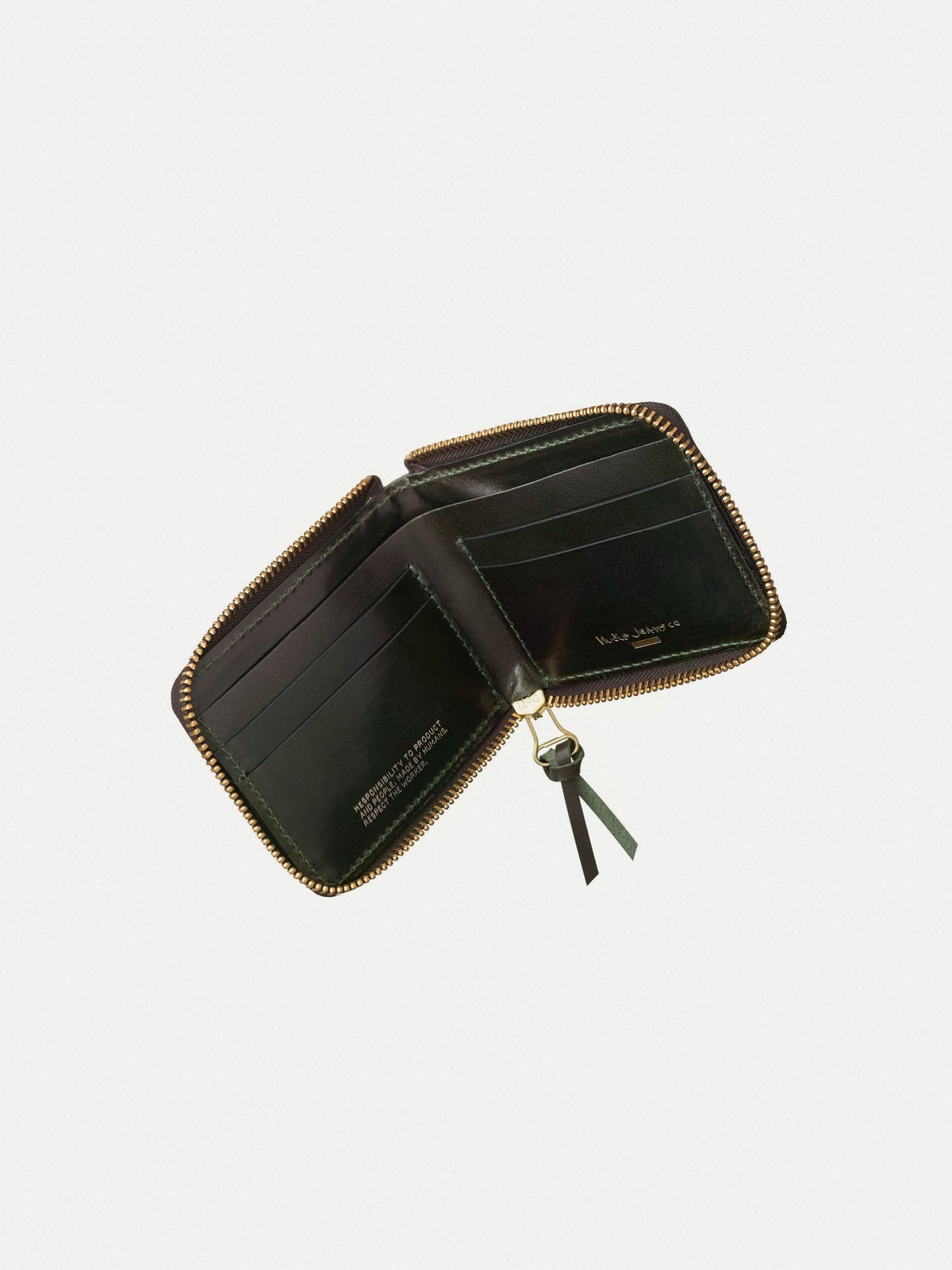 Portefeuille noir en cuir à tannage végétal - bergendahl wallet zip racing green
