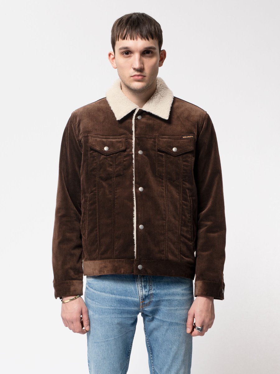 Veste sherpa velours côtelé marron en coton bio - bonny