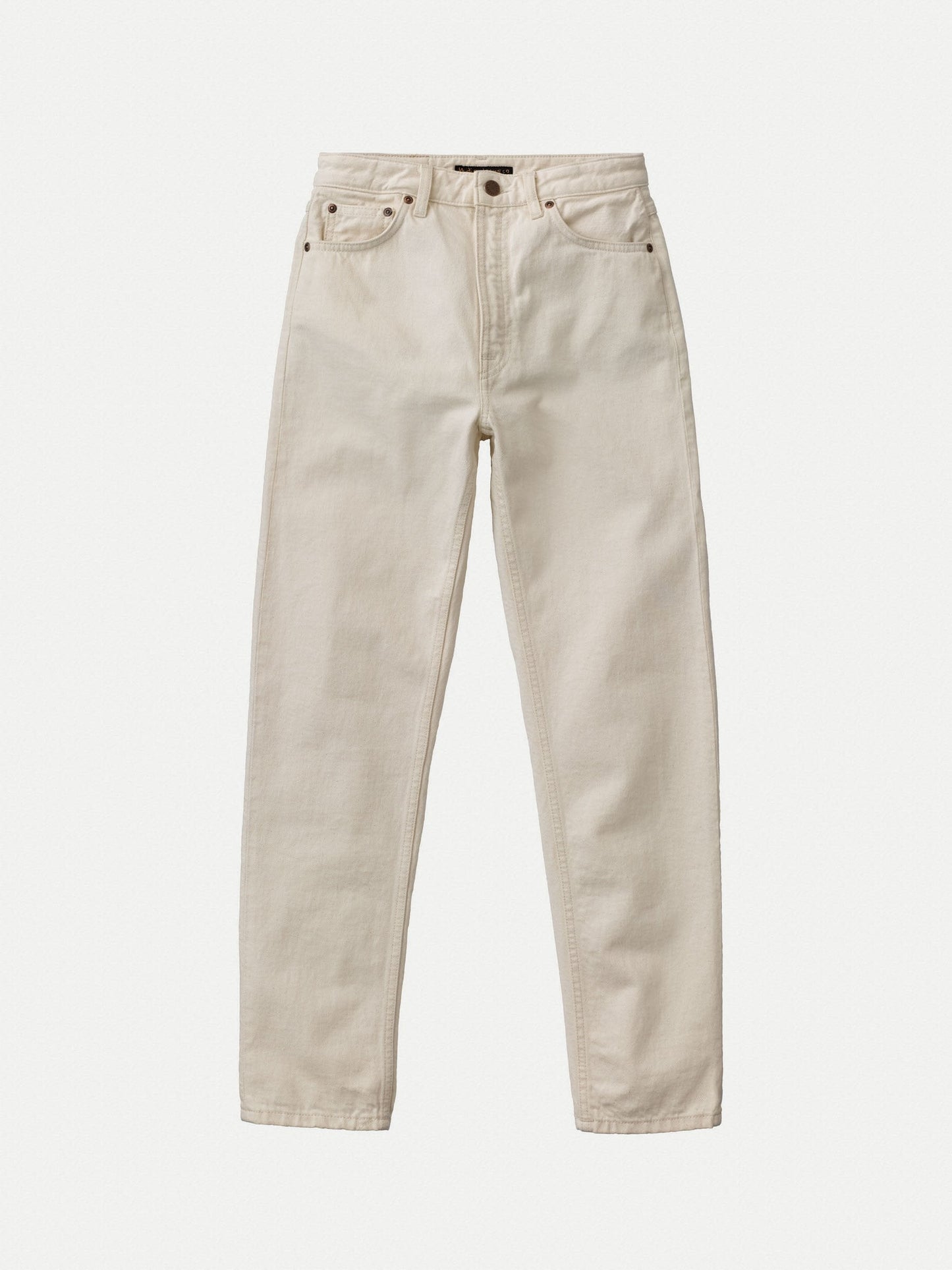 Jean droit taille haute écru en coton bio - breezy britt dusty white