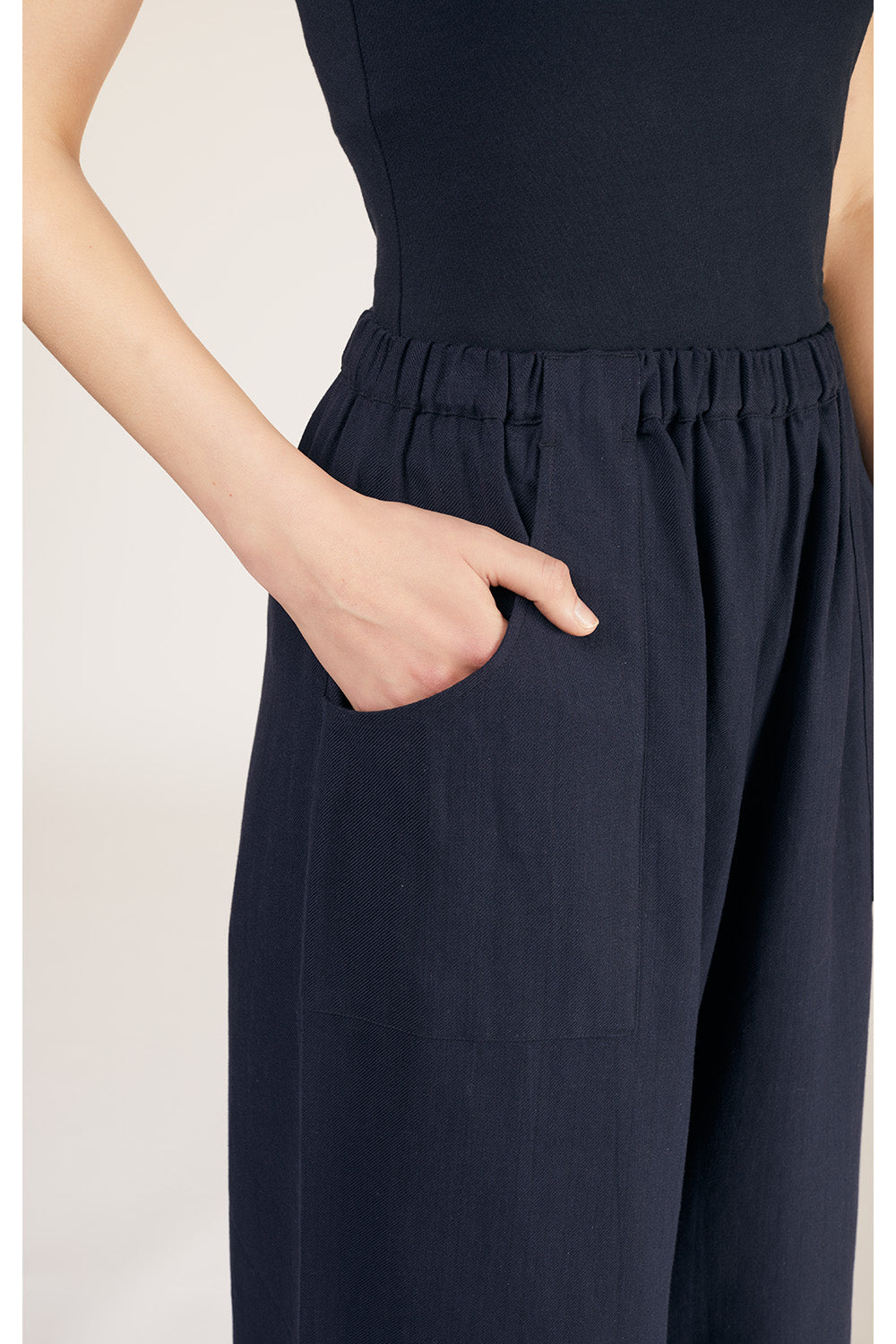 Pantalon ample marine en coton bio - gianna