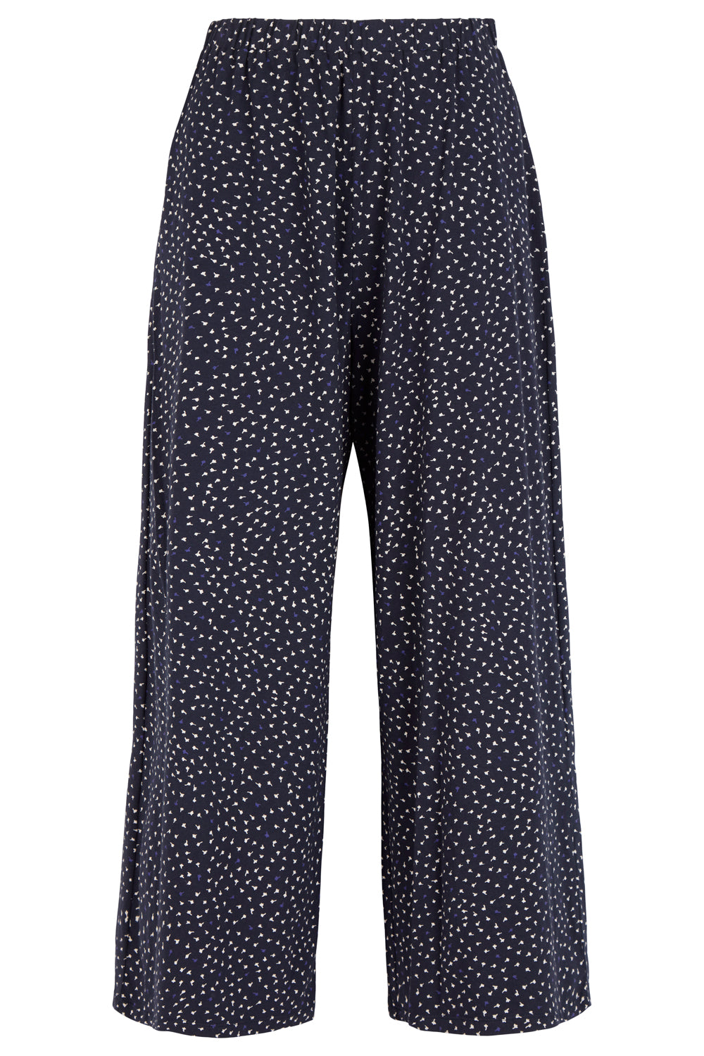 Pantalon ample marine à motifs en coton bio - claudia leaf