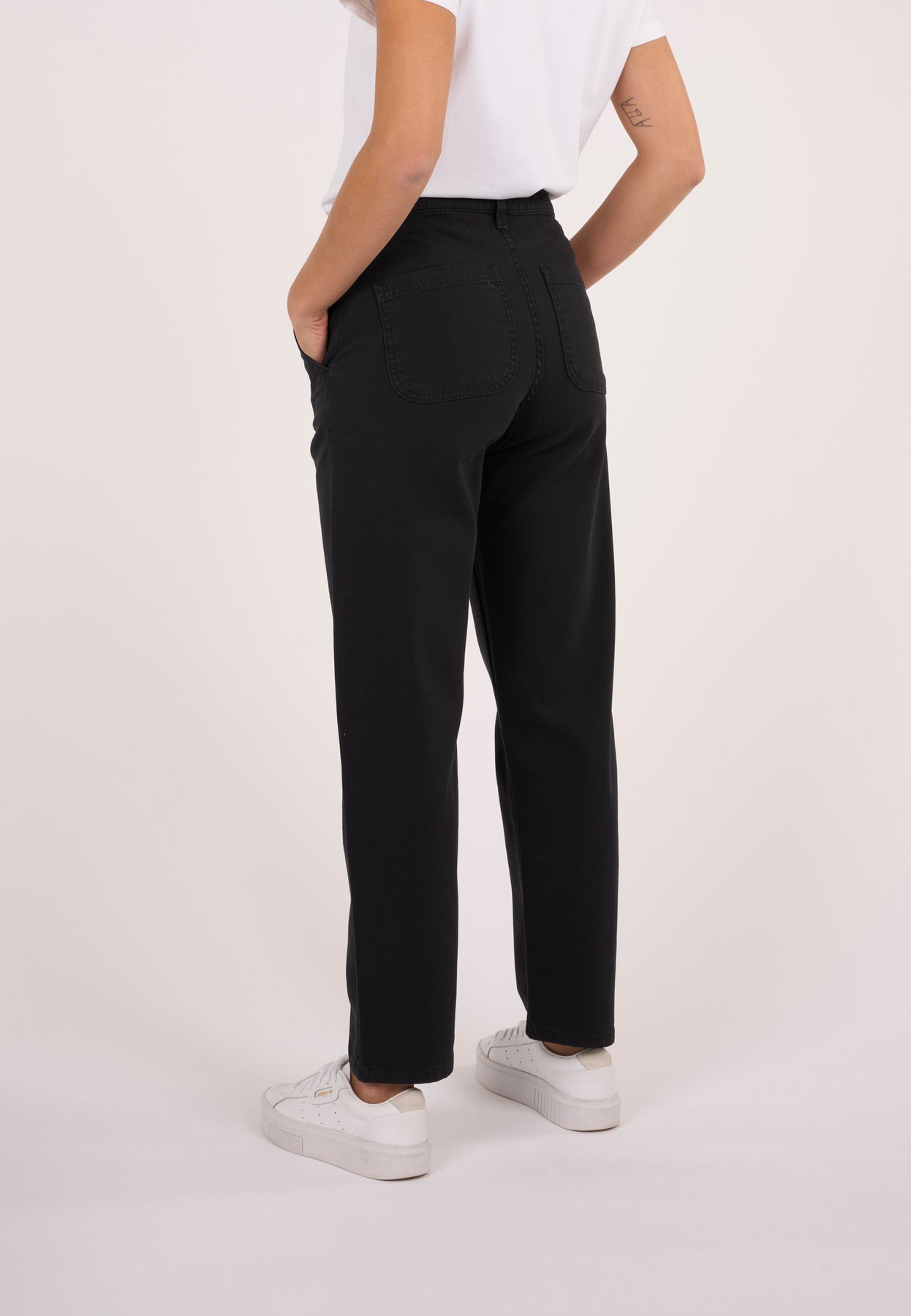 Pantalon droit noir en coton bio - Calla black jet