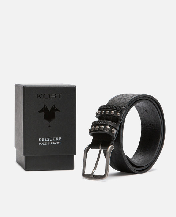 Ceinture en cuir tannage végétal | noir "costello - noir"