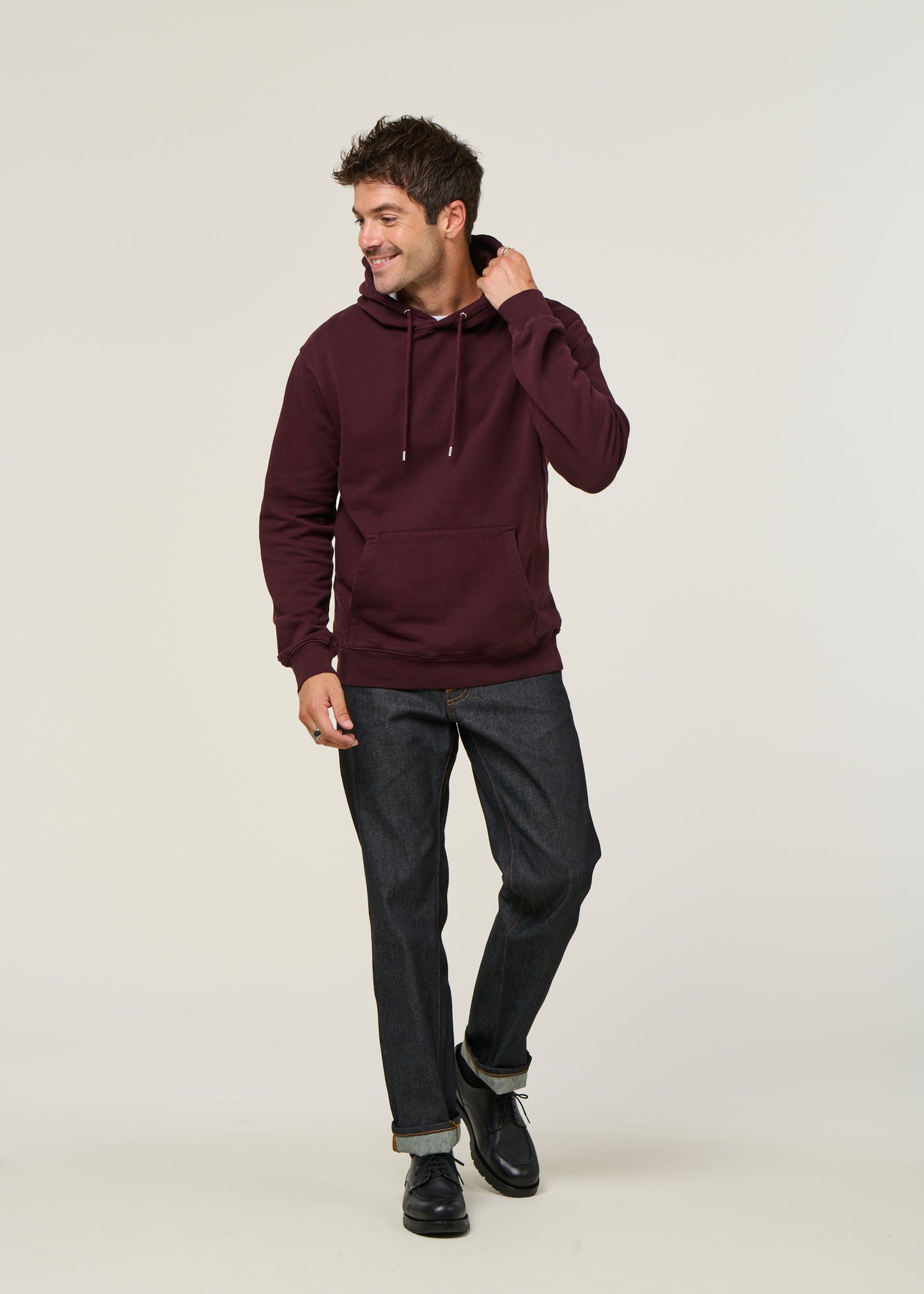 Sweat à capuche en coton bio | bordeaux "Oxblood Red"