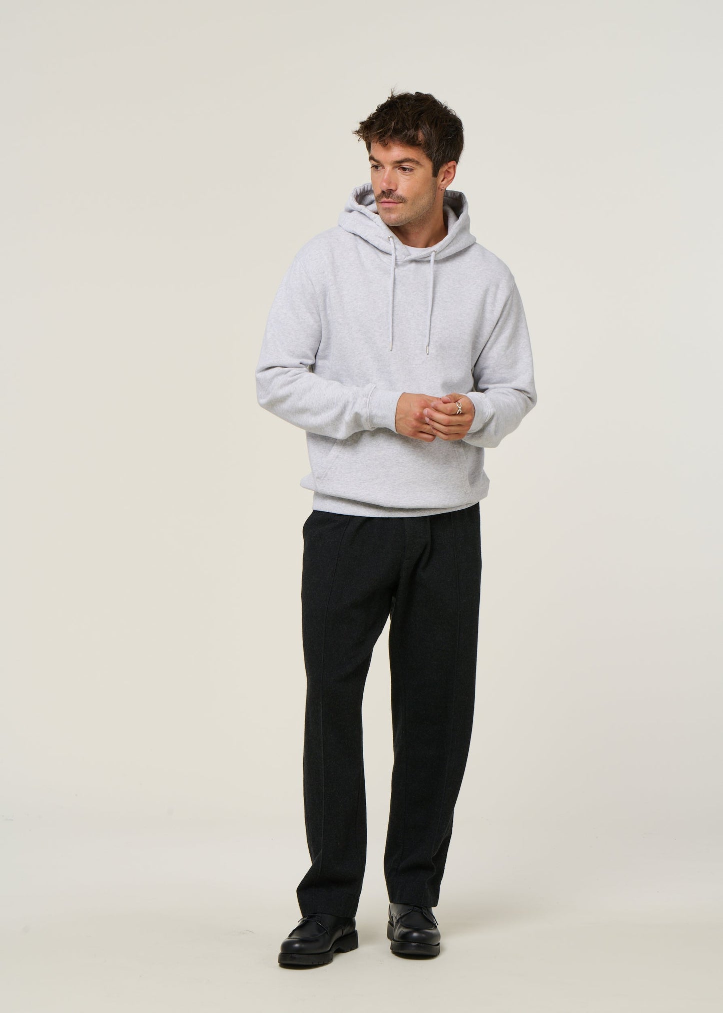 Sweat à capuche gris clair en coton bio - snow melange