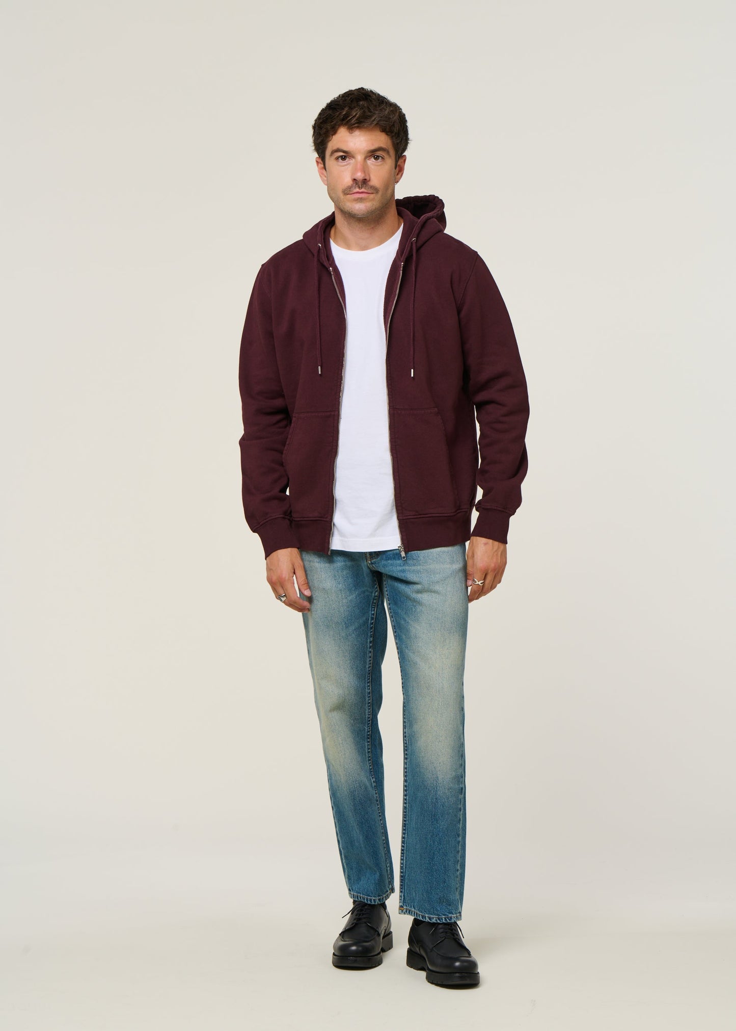 Sweat à capuche zippé en coton bio | bordeaux "Oxblood Red"