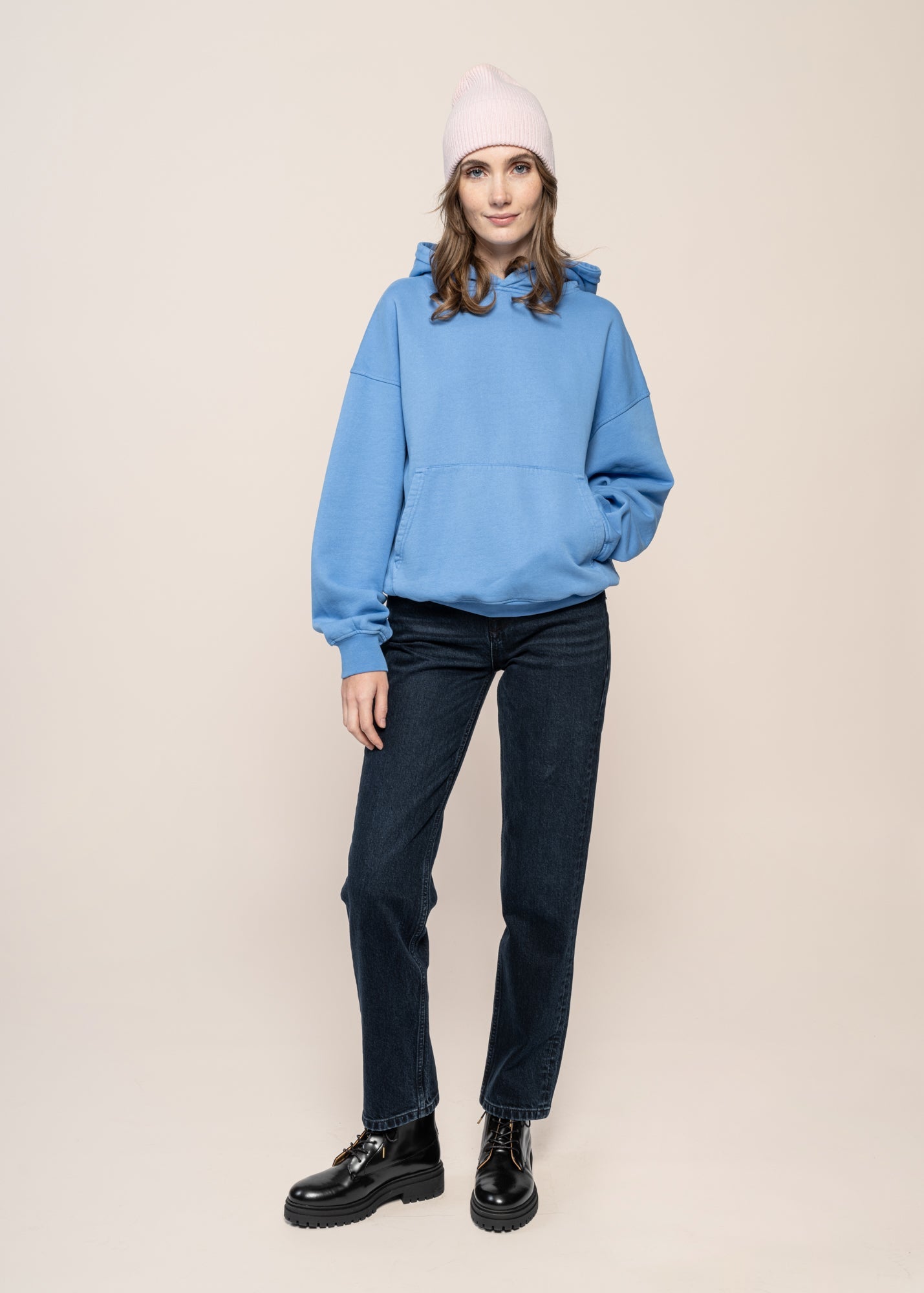 Sweat à capuche oversize en coton bio | bleu "sky blue"