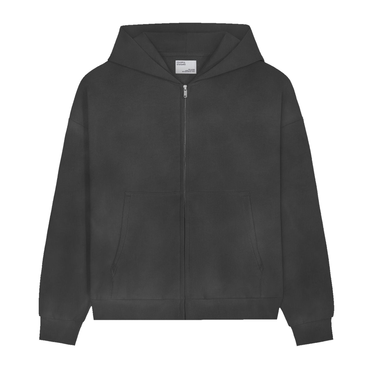 Sweat zippé oversize en coton bio | noir délavé "organic oversized zip hood - faded black"