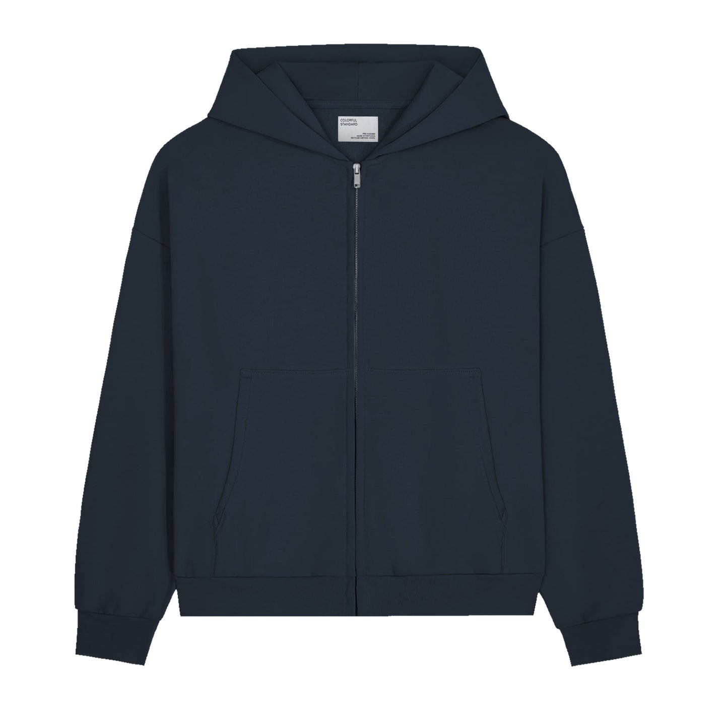 Sweat zippé oversize en coton bio | marine "organic oversized zip hood - navy blue"