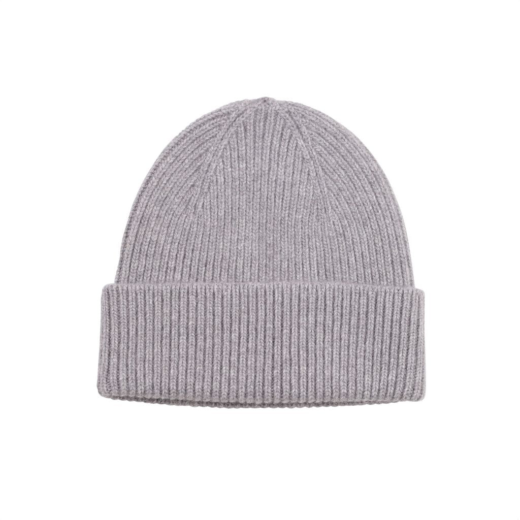 Bonnet gris clair en laine mérinos recyclée - merino wool beanie heather grey