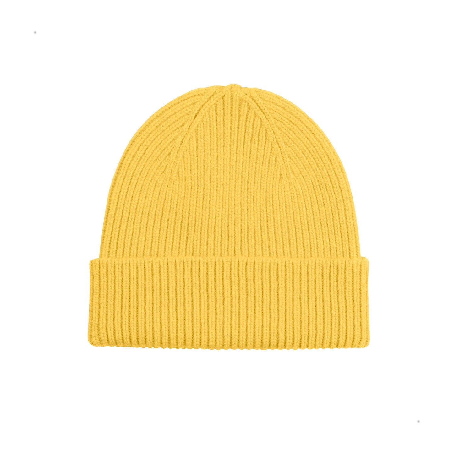 Bonnet jaune en laine mérinos recyclée - merino wool beanie lemon yellow