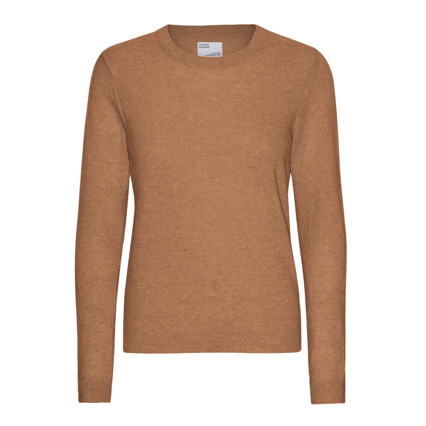 Pull en laine mérinos recyclée | camel "women light merino wool crew - sahara camel"