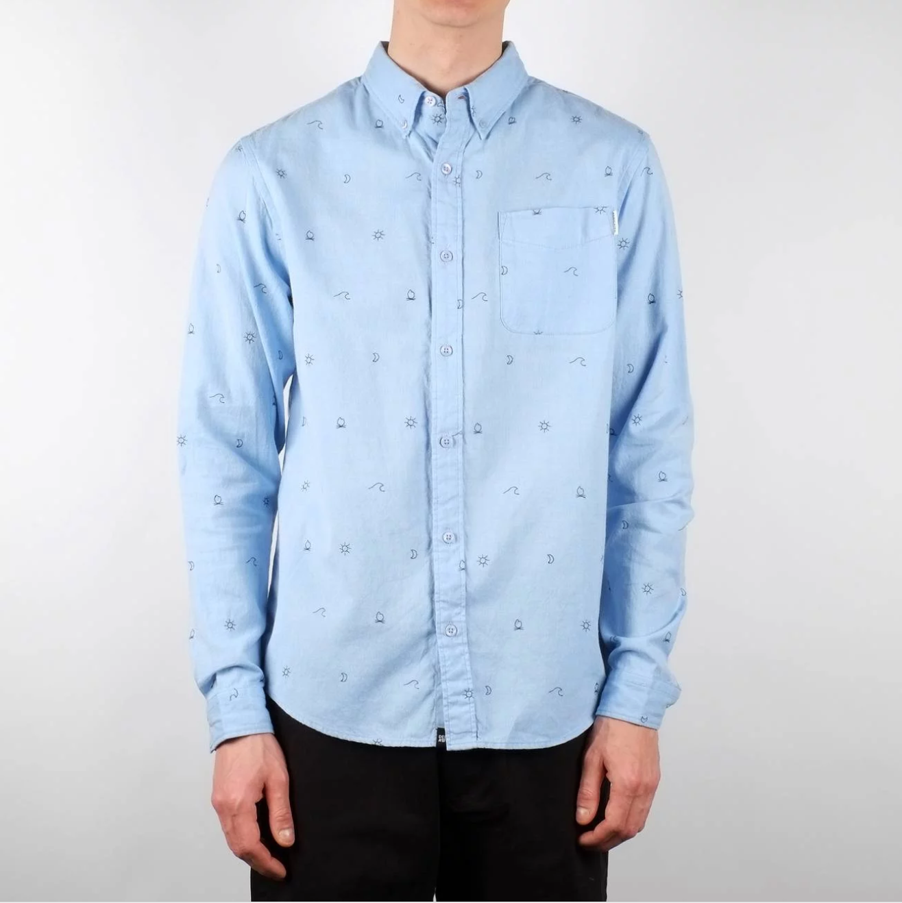 Chemise bleue à motifs en coton bio