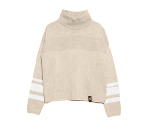 Pull en maille col haut beige en laine recyclée - Dema