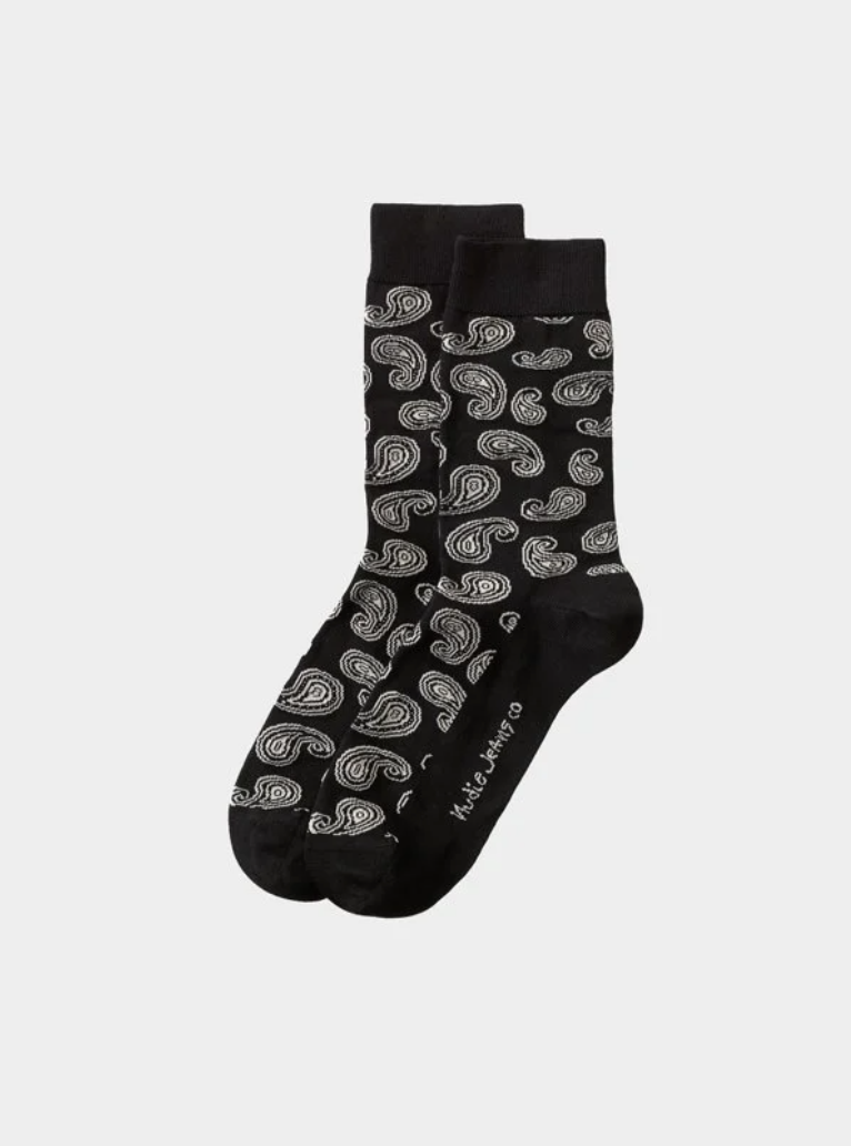 Chaussettes à motifs noires en coton bio - Olsson