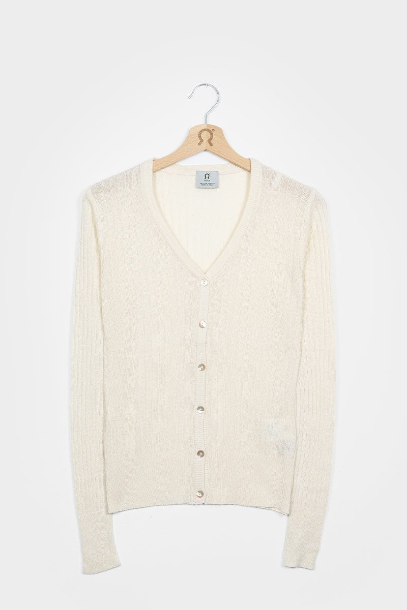 Cardigan en soie recyclée | écru "realma"