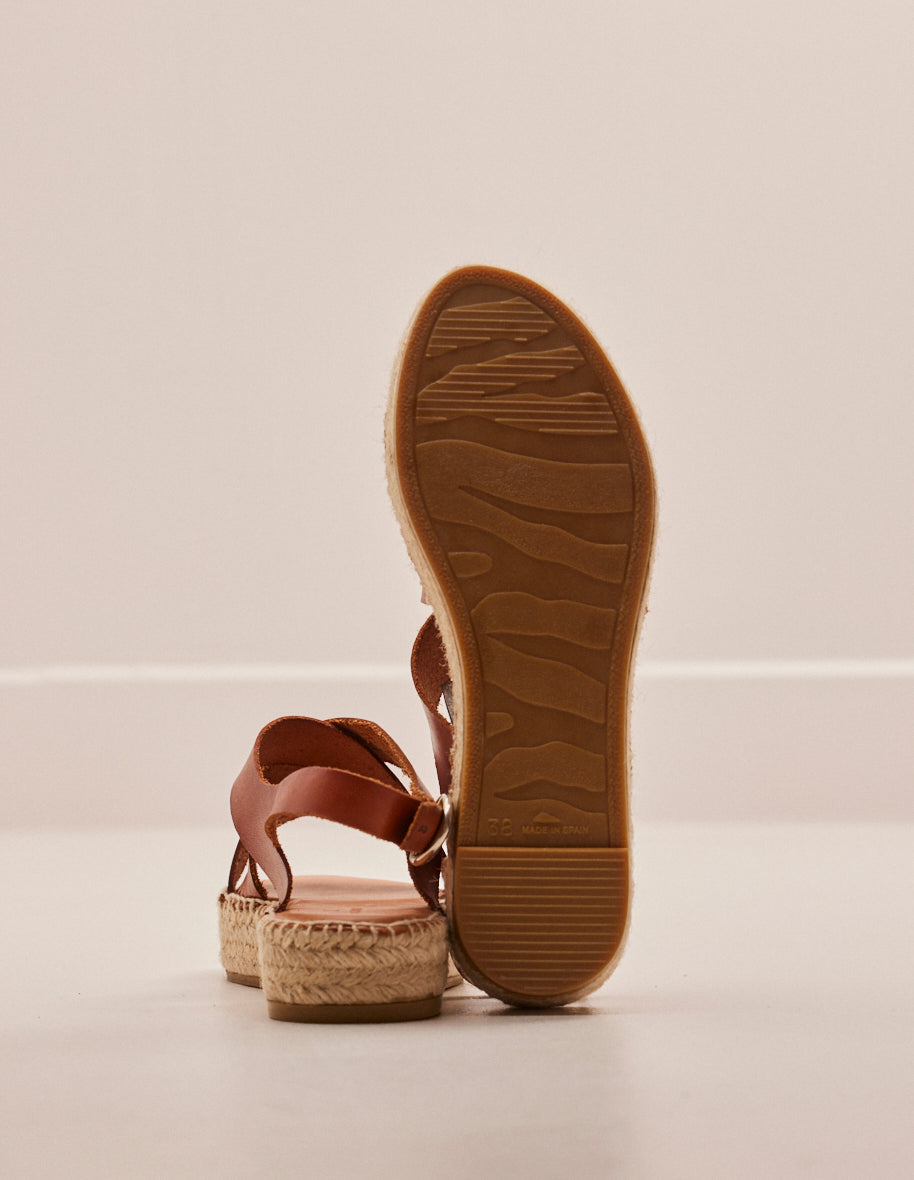 Sandales en cuir | marron "chantal cuir cognac"