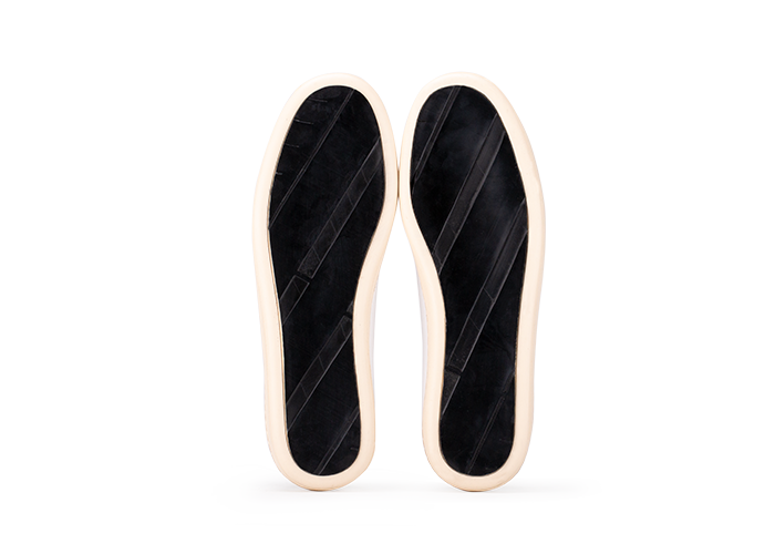 Chaussure semelle pneu recyclé cuir recyclé blanc semelle beige- Graviere