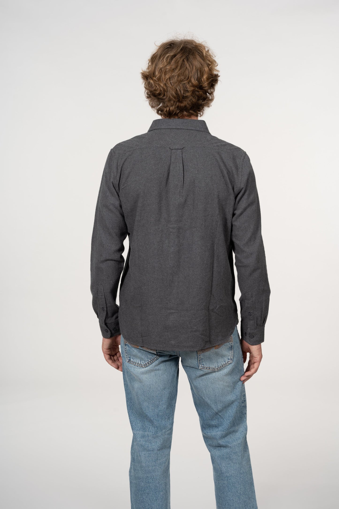 Chemise grise en flanelle de coton bio - Larch Dark Grey Melange