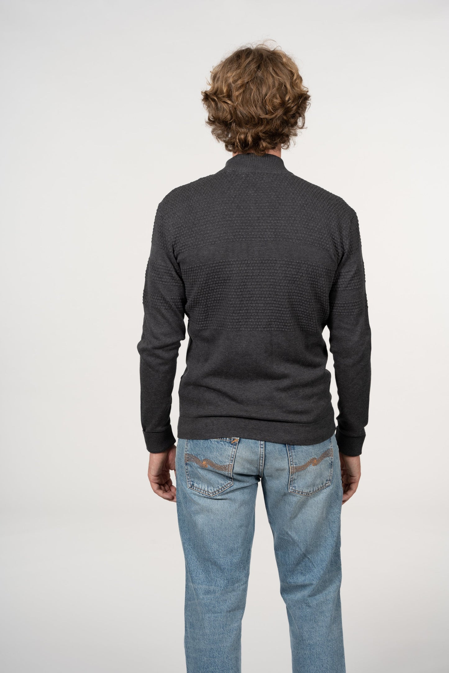 Gilet zippé gris en coton bio - FIELD Dark Grey Melange