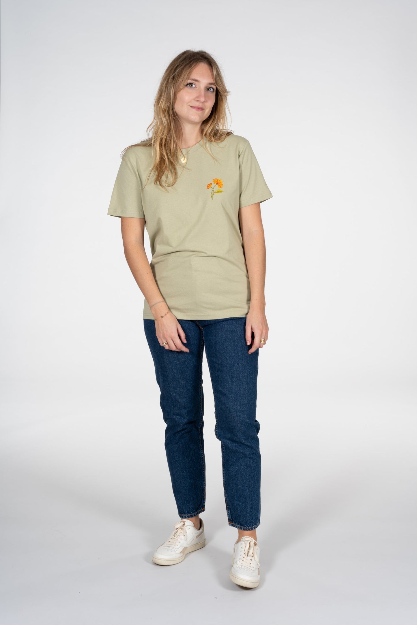 T-shirt vert brodé en coton bio - Oeillet homme