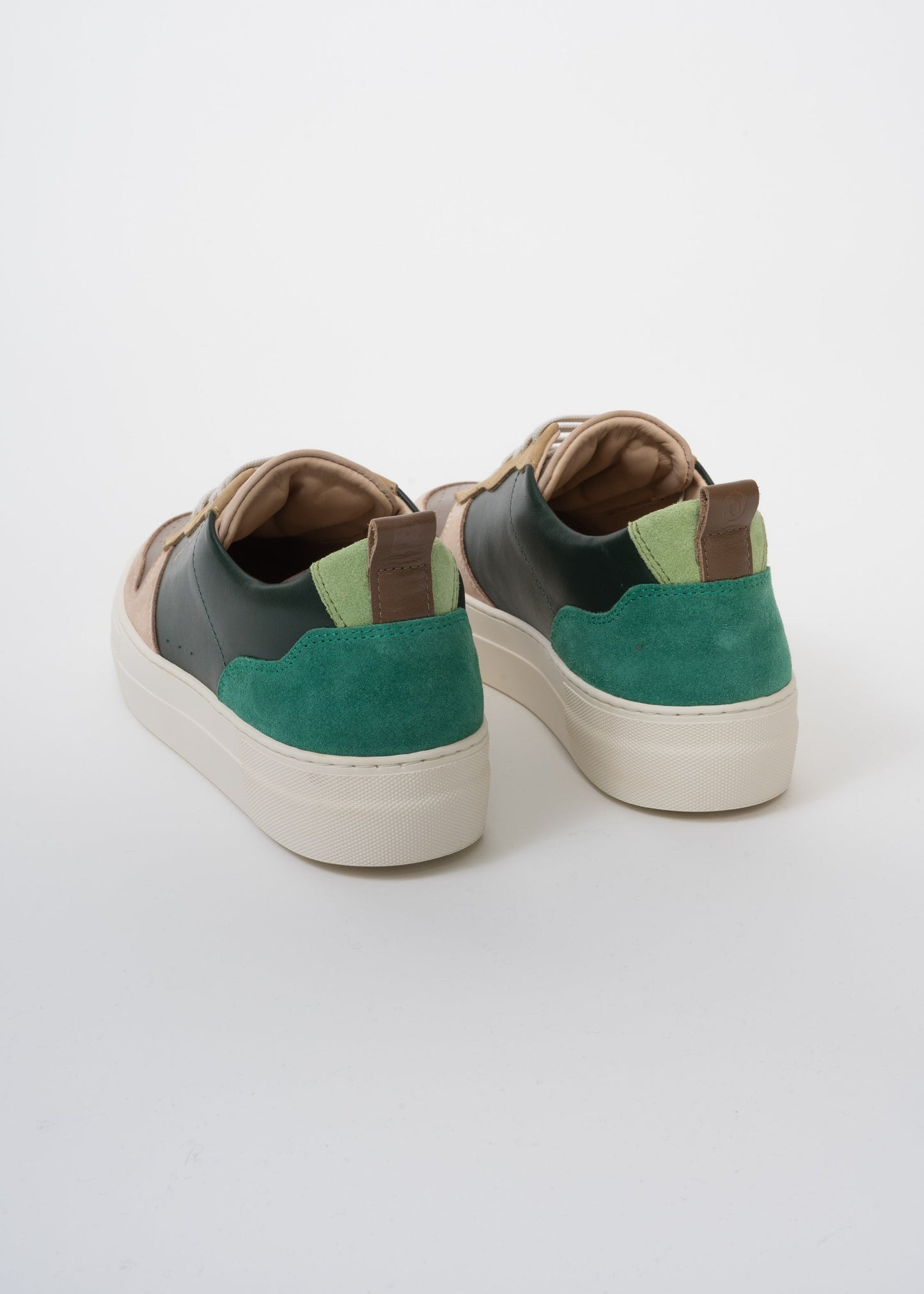 Baskets basses en cuir certifié | multicolore "playground patchwork green"