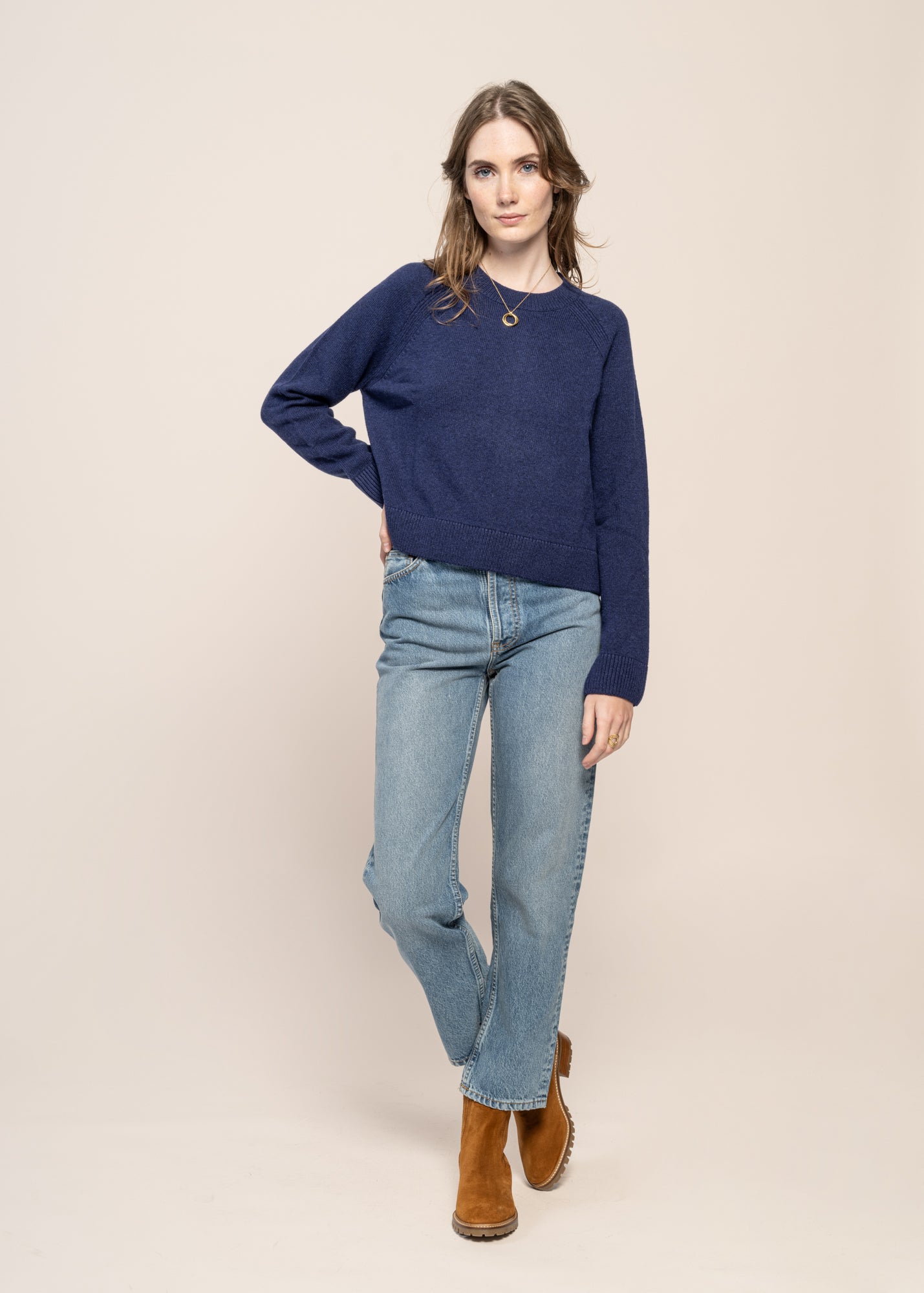 Pull en laine bio mélangée | bleu "diliriaa reglana - deep sea blue"