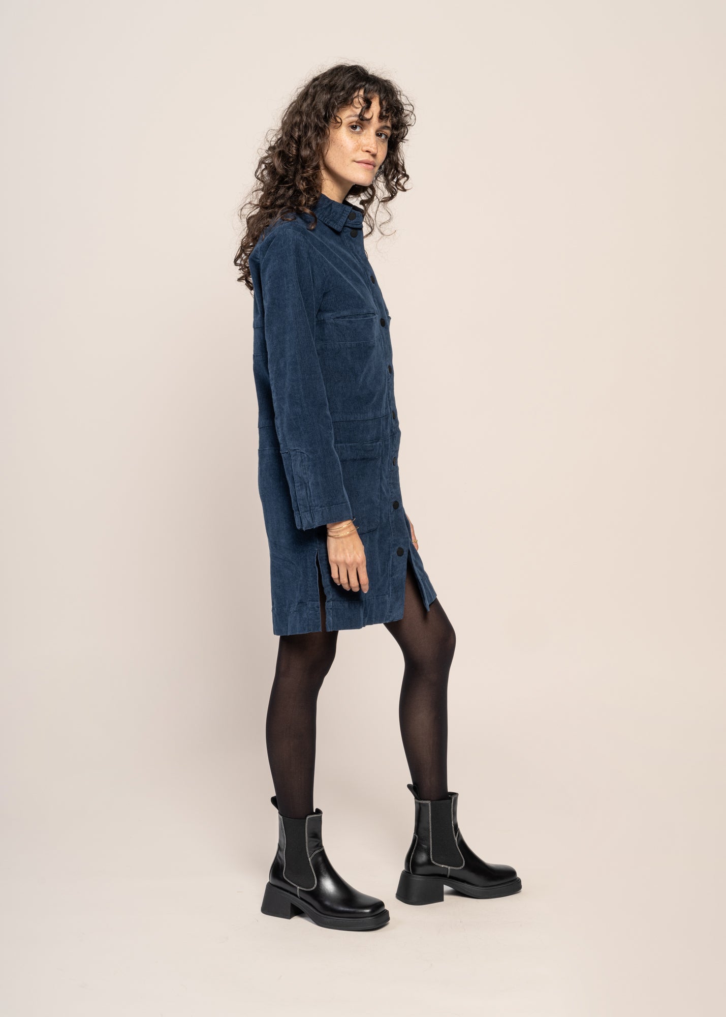 robe velours en coton bio | bleu "gaila ocean blue"