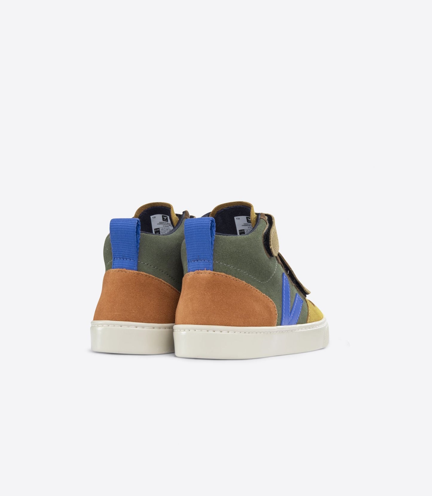 Baskets enfant en suède et cuir sans chrome | vert "v-10 mid suede multico mud paros"