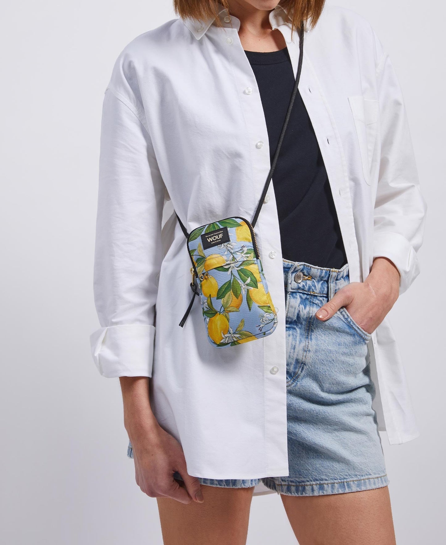 Pochette téléphone citron en matière recyclée | multicolore "capri phone bag citrons"