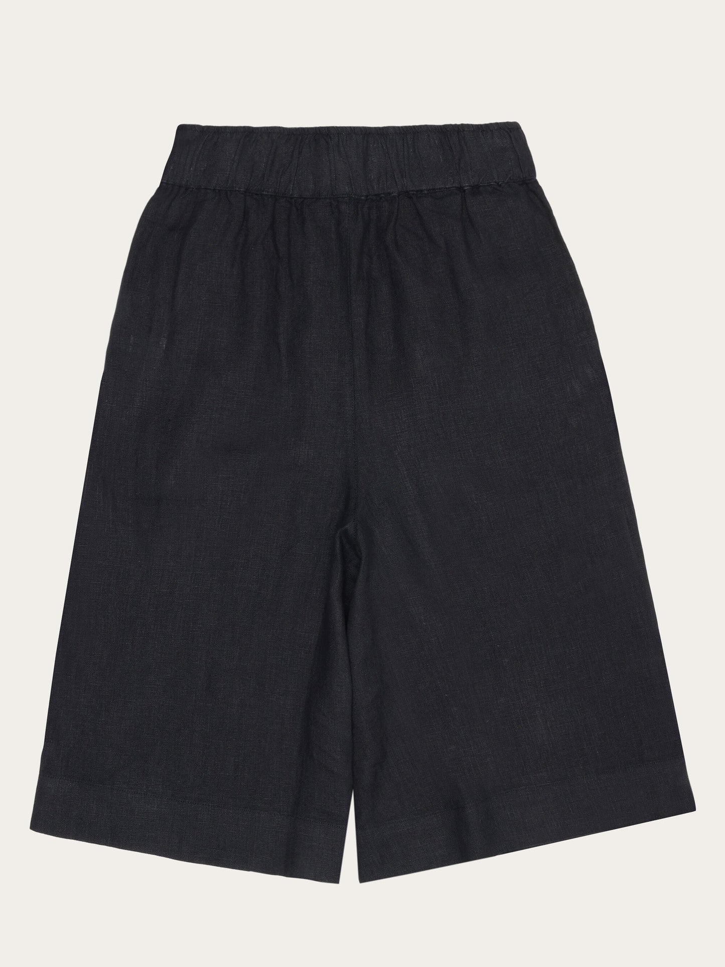 Short maxi ample en lin biologique | noir "eve culotte high-rise wide linen shorts"